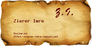 Zierer Imre névjegykártya